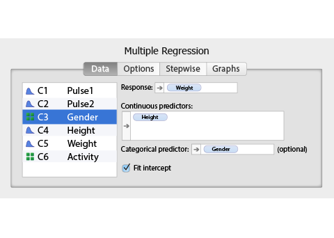 how to find test statistic on minitab express